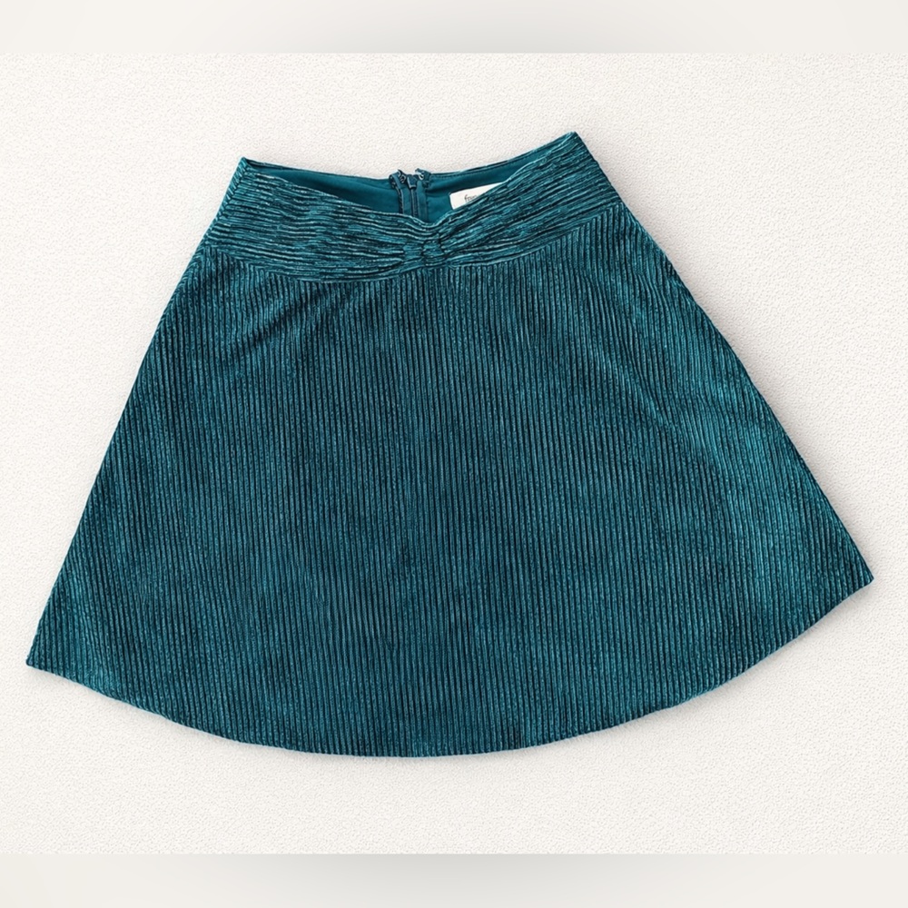 Francesca's Collections Teal Ribbed Skater Skirt